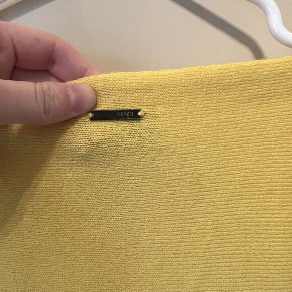 Fendi Womens Cashmere Colorblock Mesh White Yellow Black Size 40 - Picture 10 of 12